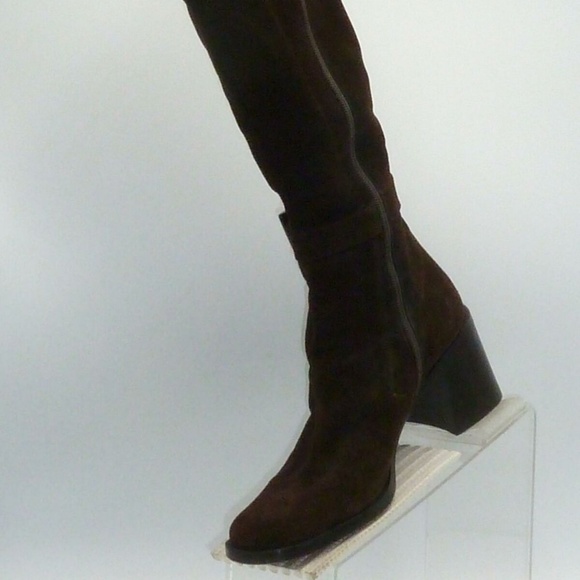 Brown Leather Boots Via Spiga - Equestrian Riding Style Via Spiga Size 9 M Brown Suede Boots Womens B6 E2